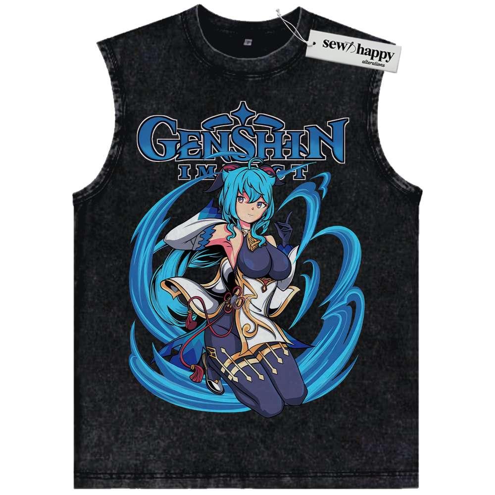 Wash Tank Top Ganyu Tank Top, Genshin Impact Tank Top, Game Tank Top, Vintage Tank Top