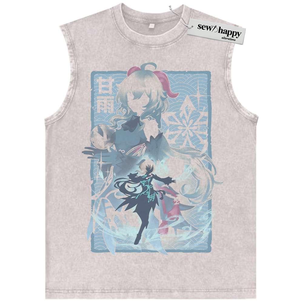 Wash Tank Top Ganyu Tank Top, Genshin Impact Tank Top, Game Tank Top, Vintage Tank Top