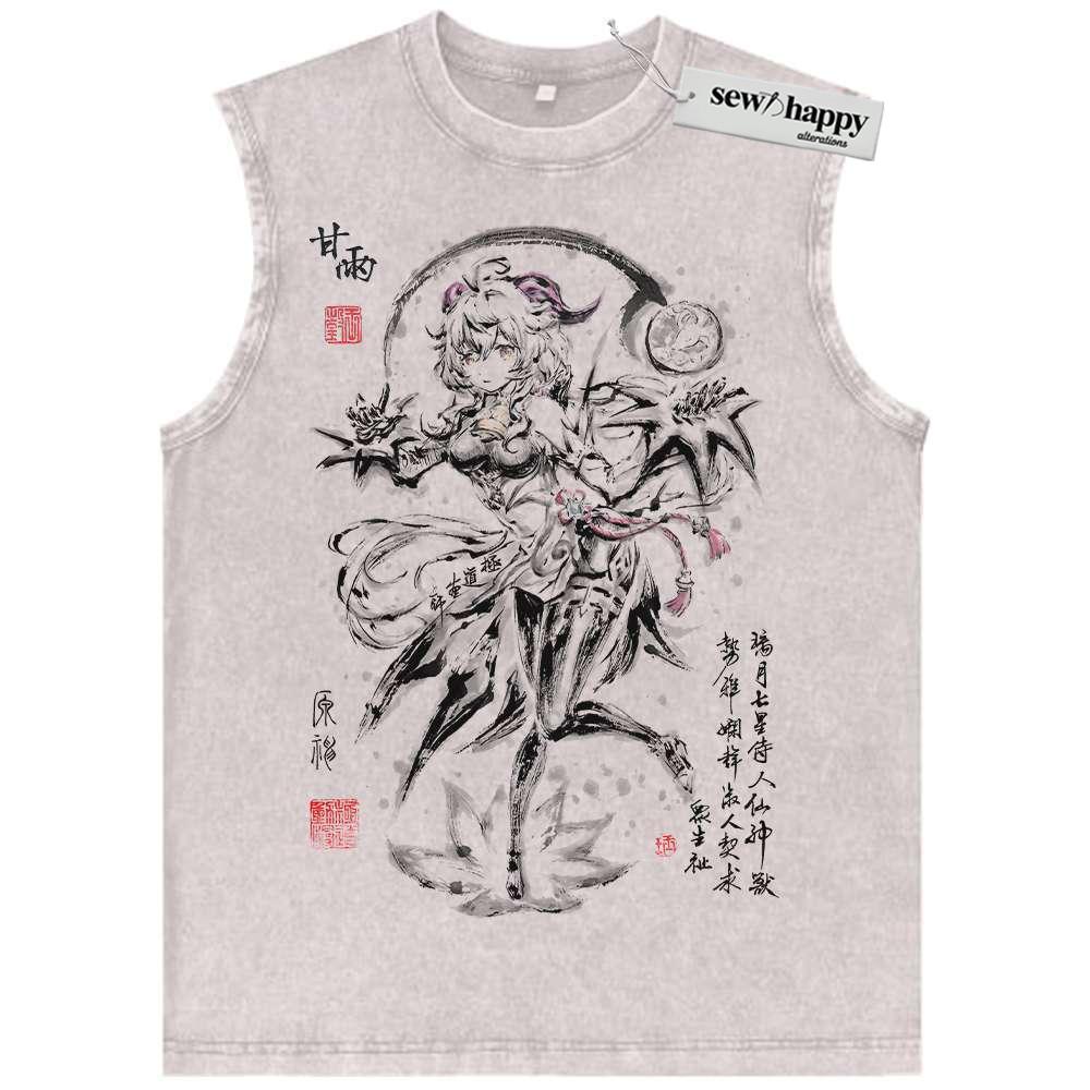 Wash Tank Top Ganyu Tank Top, Genshin Impact Tank Top, Game Tank Top, Vintage Tank Top