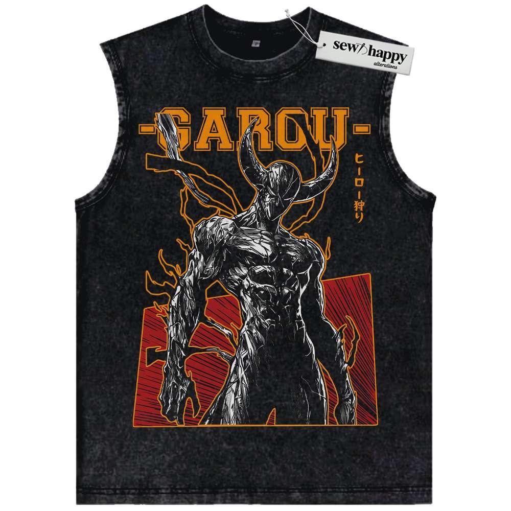 Wash Tank Top Garou Tank Top, One Punch Man Tank Top, Anime Tank Top, Vintage Tank Top