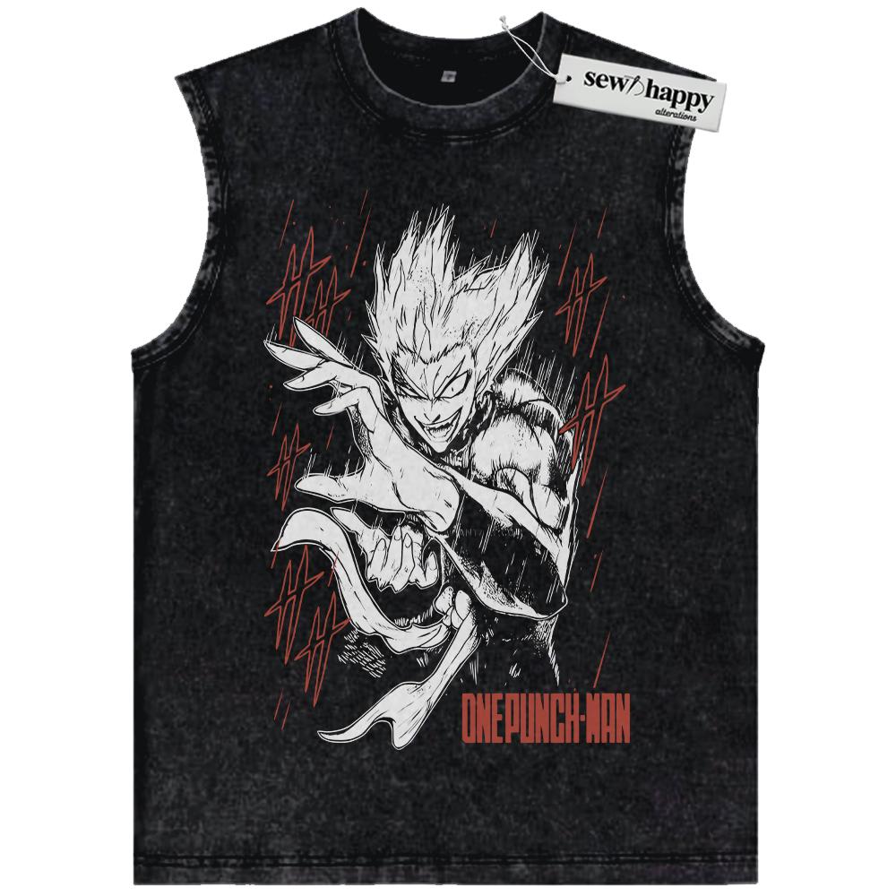 Wash Tank Top Garou Tank Top, One Punch Man Tank Top, Anime Tank Top, Vintage Tank Top