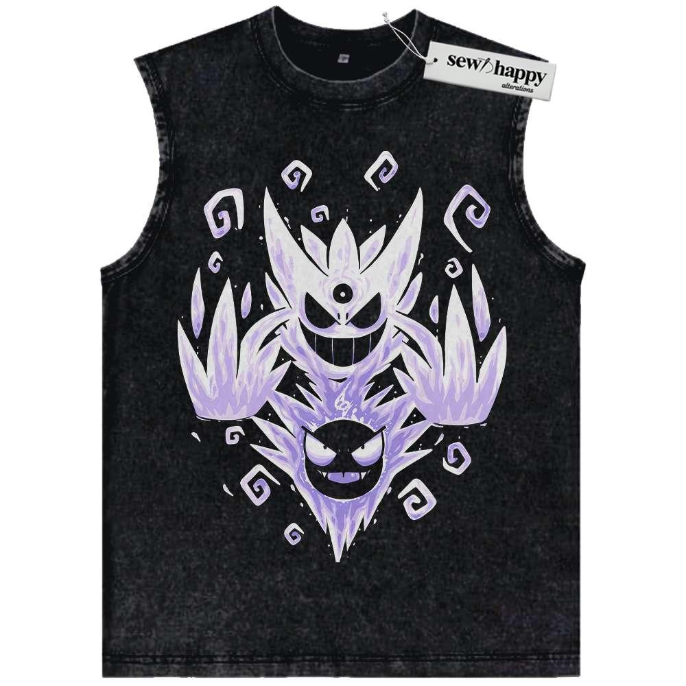 Wash Tank Top Gatsly vs Mega Gengar Tank Top, Pokemon Tank Top, Anime Tank Top, Vintage Tank Top
