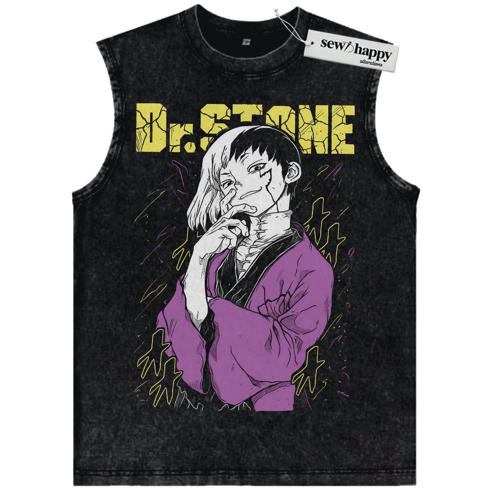 Wash Tank Top Gen Asagiri Tank Top, Dr Stone Tank Top, Anime Tank Top, Vintage Tank Top