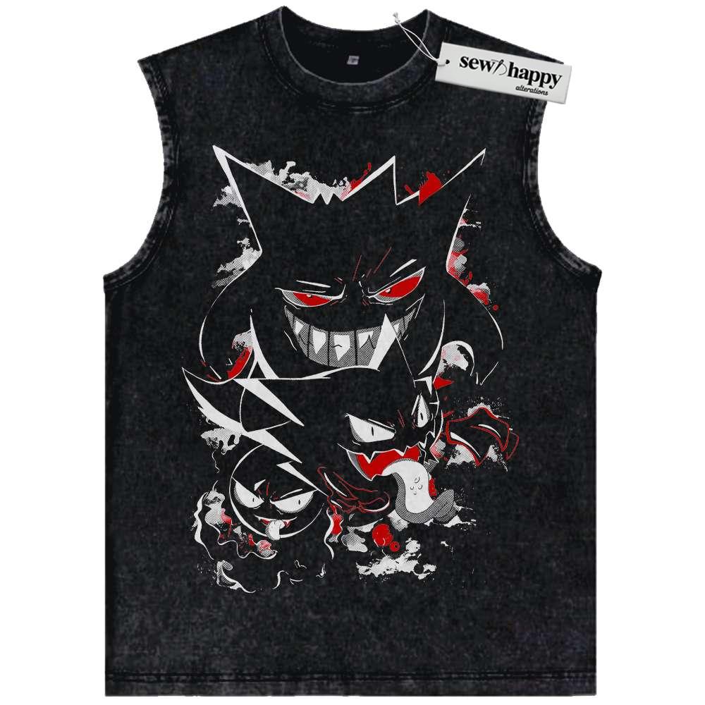 Wash Tank Top Gengar Gatsly Haunter Tank Top, Pokemon Tank Top, Anime Tank Top, Vintage Tank Top