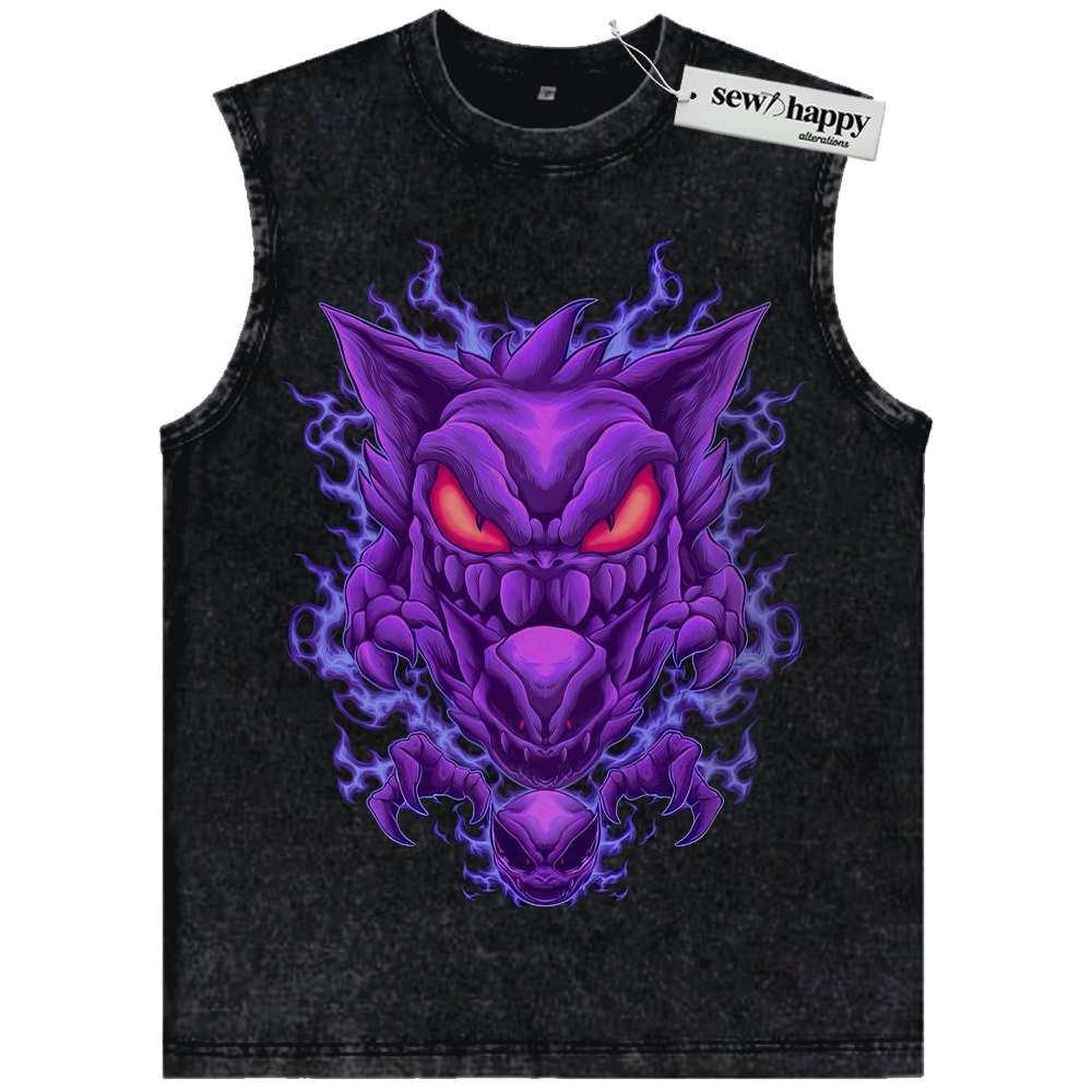 Wash Tank Top Gengar Tank Top, Gatsly Tank Top, Haunter Tank Top, Pokemon Tank Top, Anime Tank Top, Vintage Tank Top