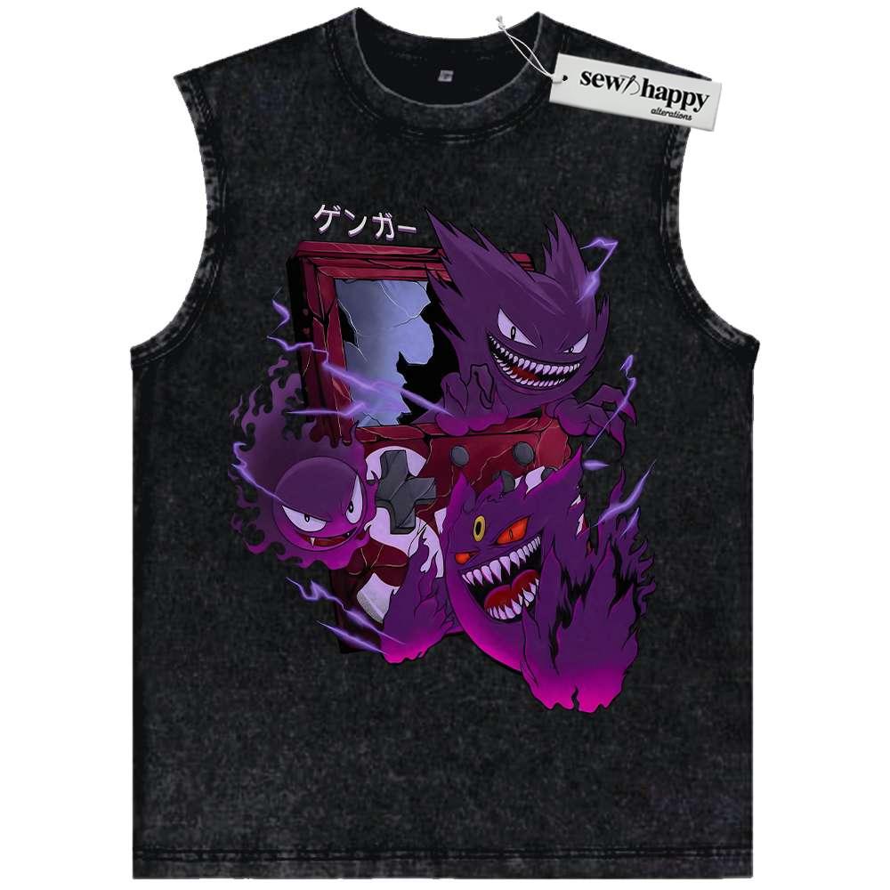 Wash Tank Top Gengar Tank Top, Gatsly Tank Top, Haunter Tank Top, Pokemon Tank Top, Anime Tank Top, Vintage Tank Top