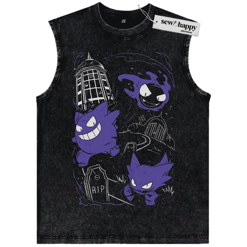 Wash Tank Top Gengar Tank Top, Haunter Tank Top, Gatsly Tank Top, Pokemon Tank Top, PKM Tank Top, Anime Tank Top, Vintage Tank Top