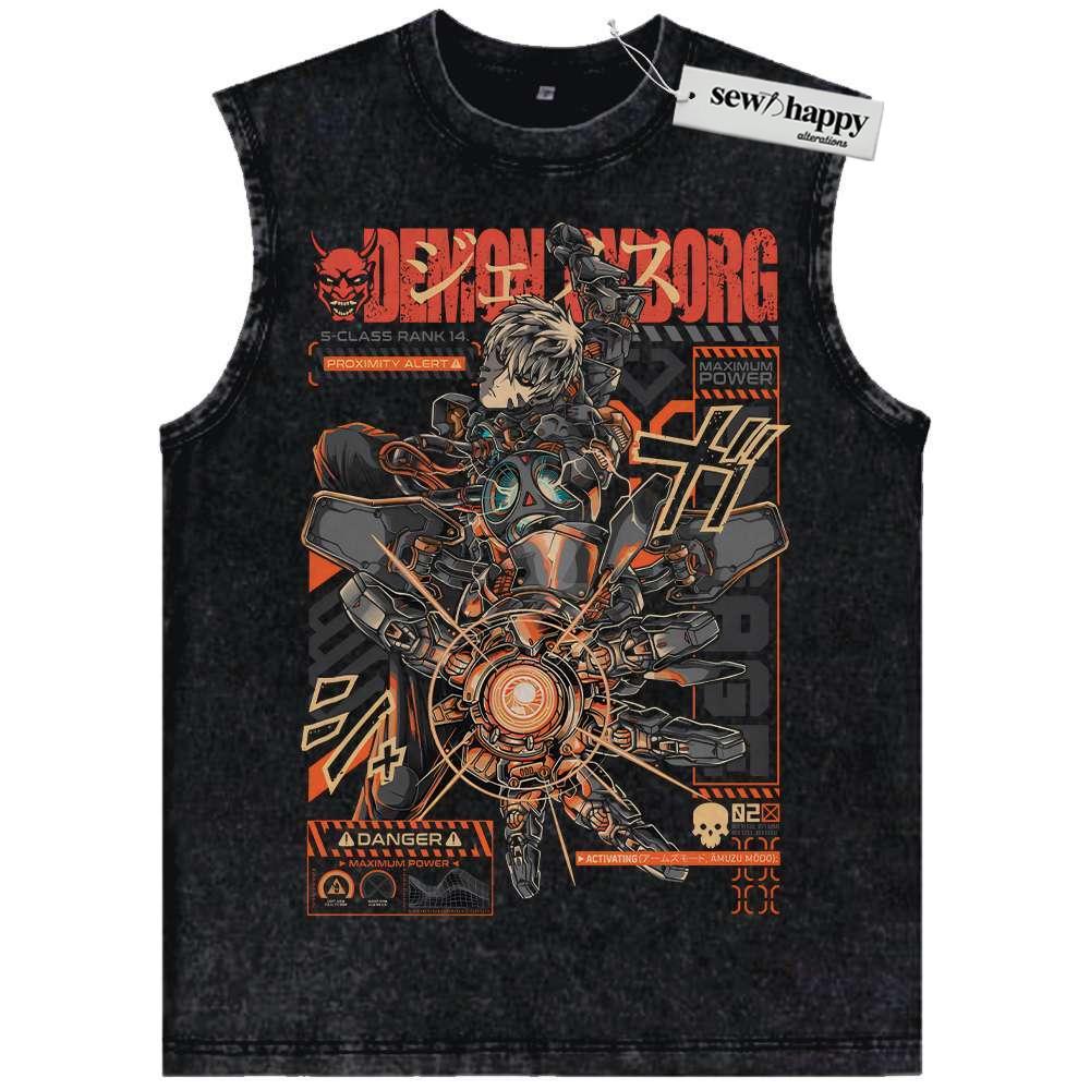 Wash Tank Top Genos Tank Top, One Punch Man Tank Top, Anime Tank Top, Vintage Tank Top