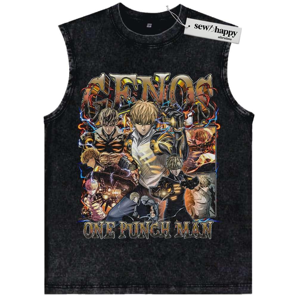 Wash Tank Top Genos Tank Top, One Punch Man Tank Top, Anime Tank Top, Vintage Tank Top