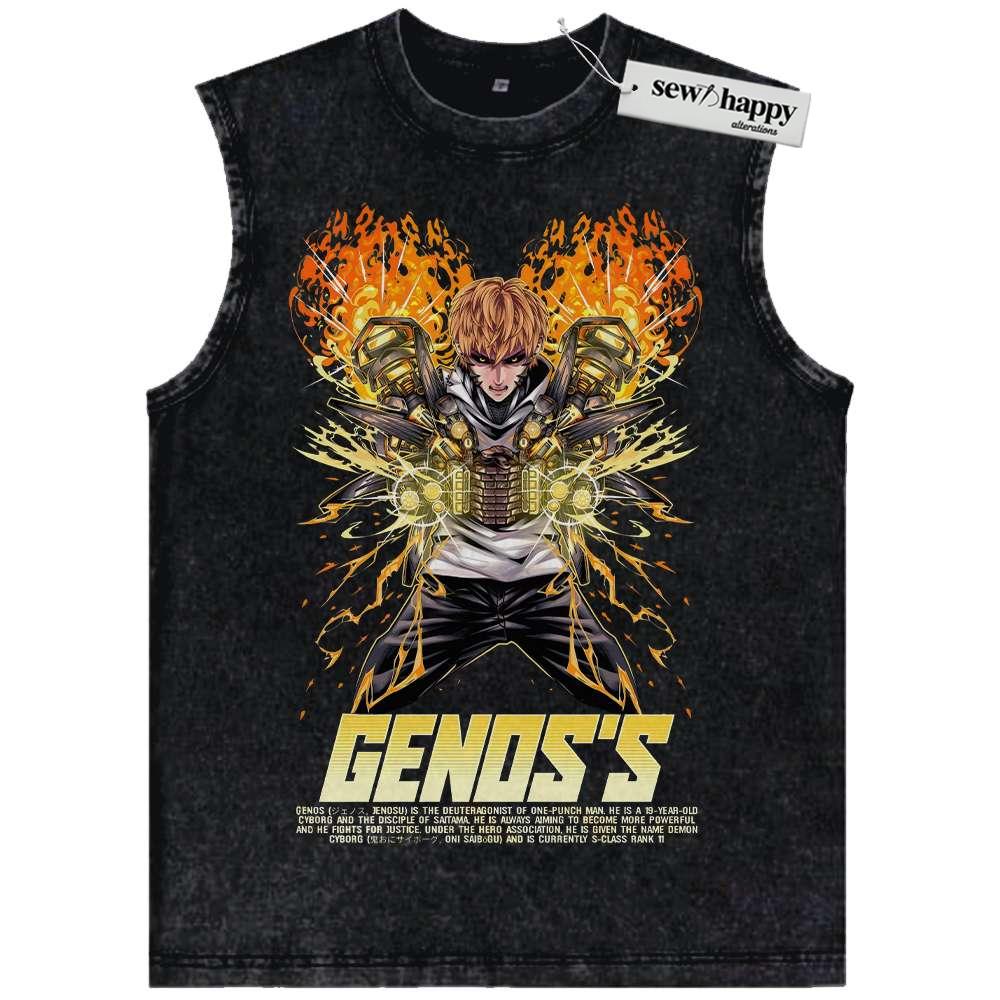 Wash Tank Top Genos Tank Top, One Punch Man Tank Top, Anime Tank Top, Vintage Tank Top