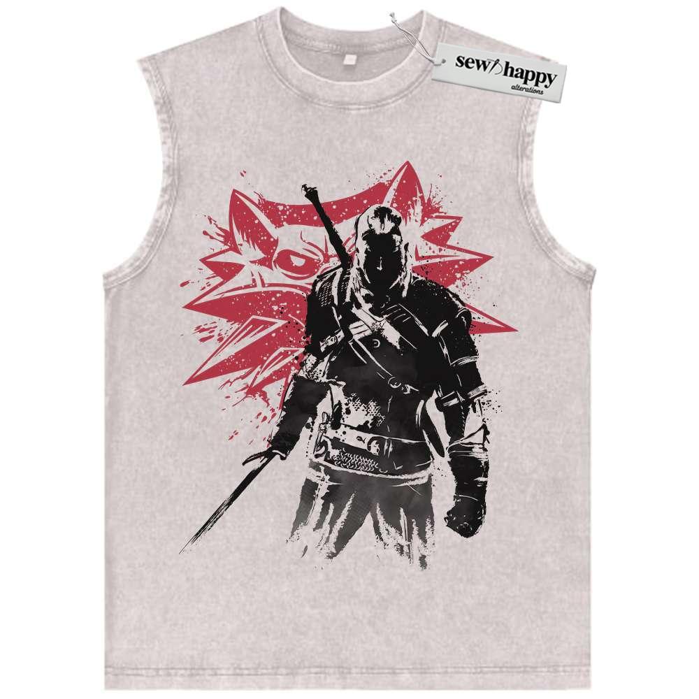 Wash Tank Top Geralt of Rivia Tank Top, The Witcher Tank Top, Game Tank Top, Vintage Tank Top