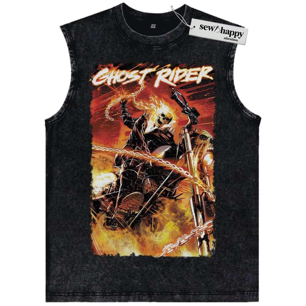 Wash Tank Top Ghost Rider Tank Top, Marvel Comics Tank Top, Vintage Tank Top