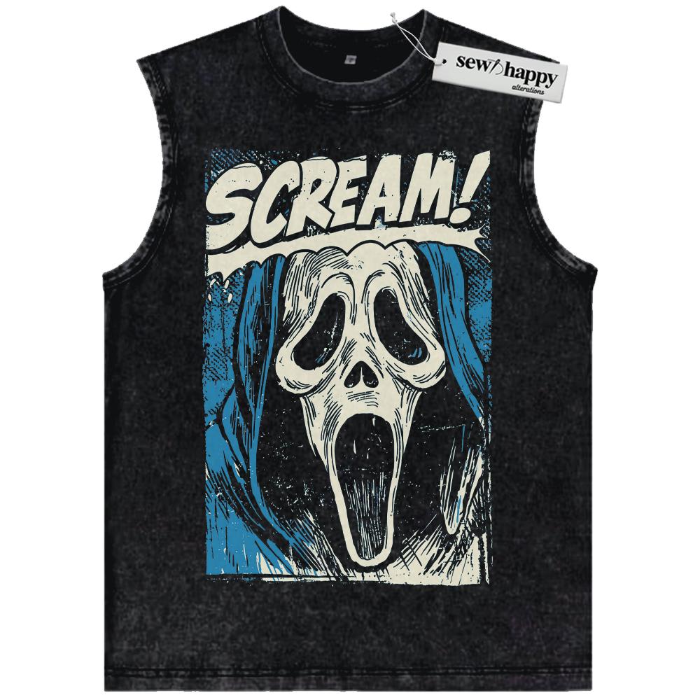 Wash Tank Top Ghostface Tank Top, Scream Tank Top, Halloween Tank Top, Horror Tank Top, Vintage Tank Top