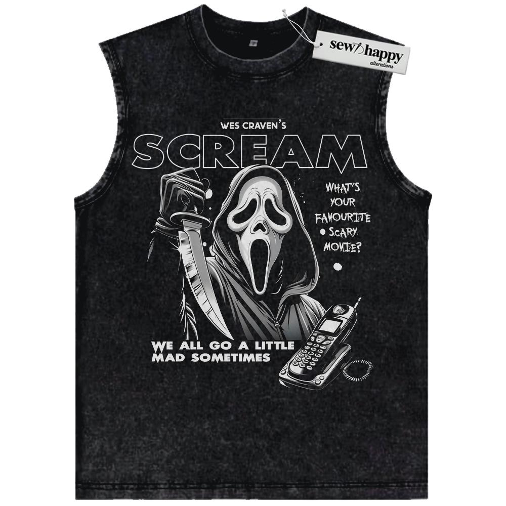Wash Tank Top Ghostface Tank Top, Scream Tank Top, Halloween Tank Top, Horror Tank Top, Vintage Tank Top