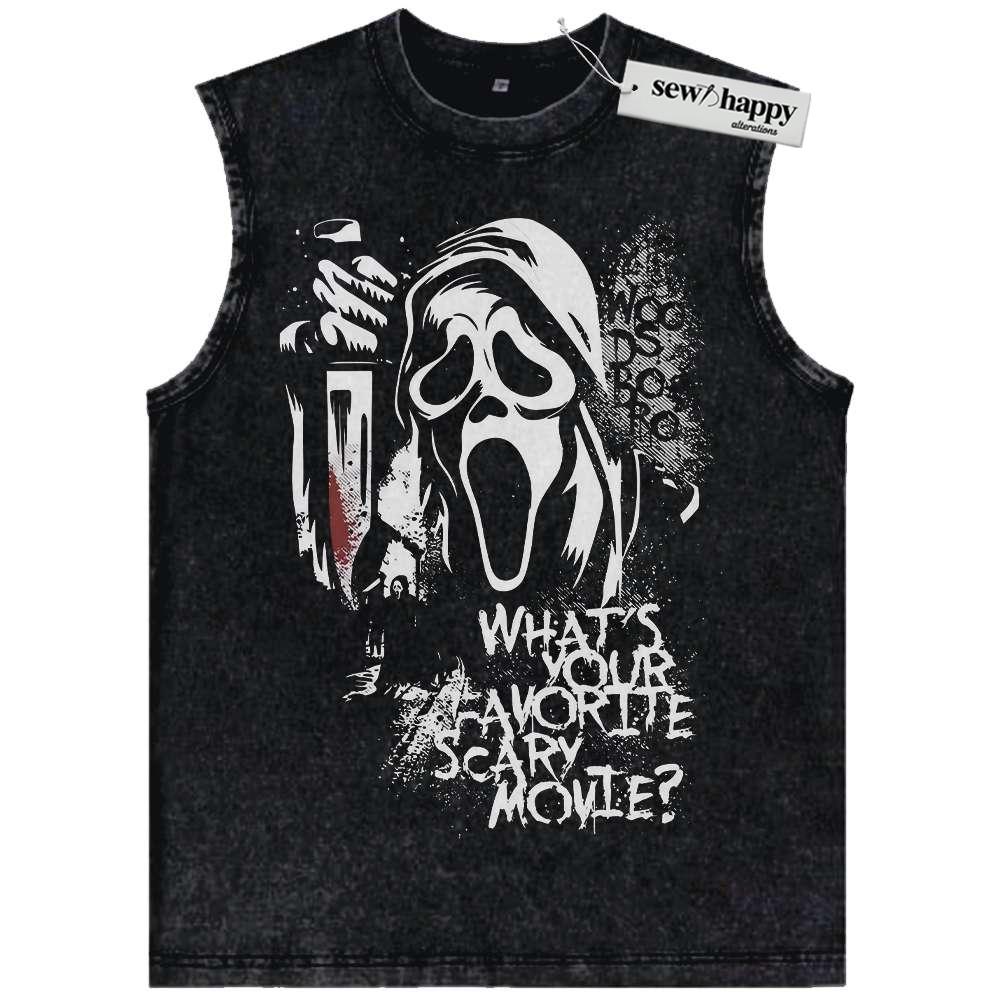 Wash Tank Top Ghostface Tank Top, Scream Tank Top, Halloween Tank Top, Horror Tank Top, Vintage Tank Top