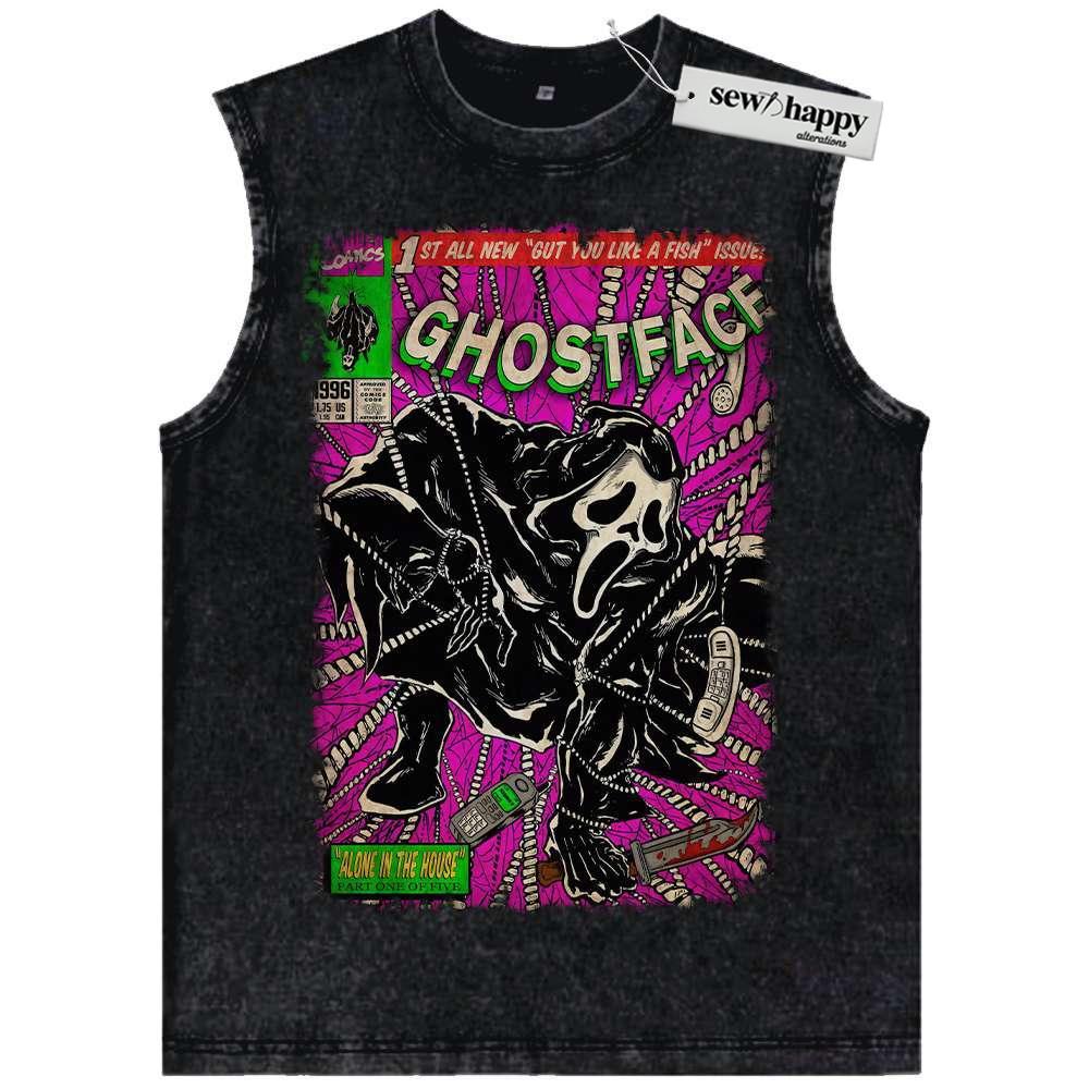 Wash Tank Top Ghostface Tank Top, Scream Tank Top, Halloween Tank Top, Horror Tank Top, Vintage Tank Top