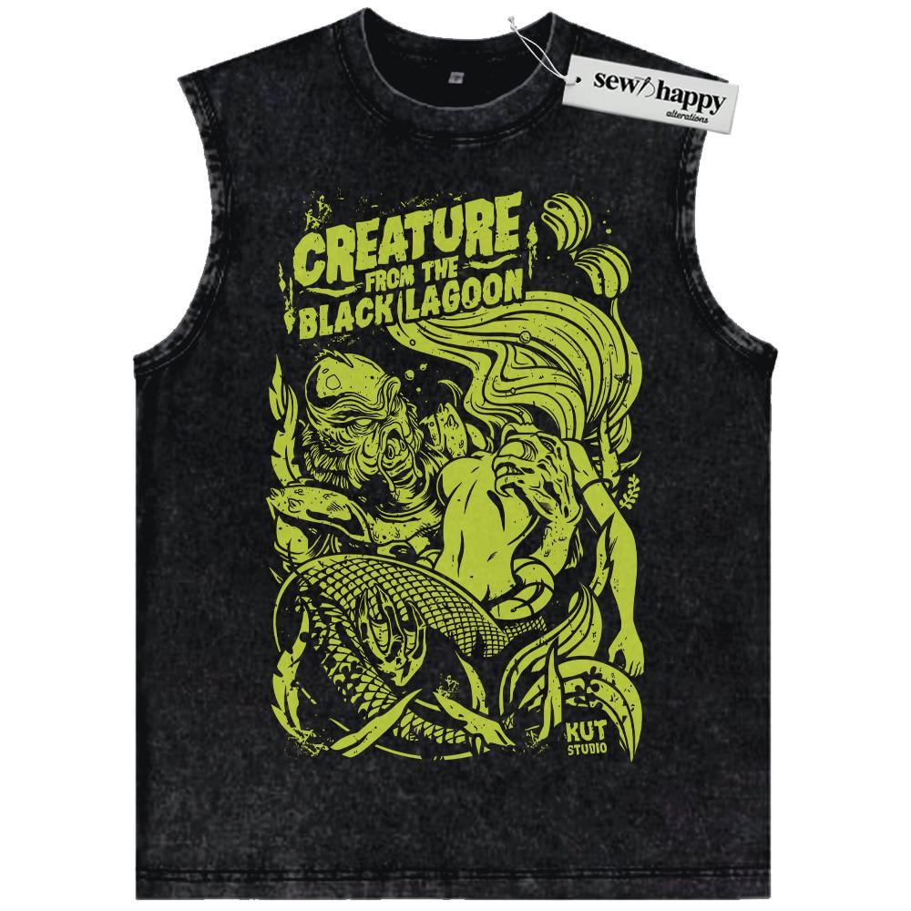 Wash Tank Top Gill-man Tank Top, Creature from the Black Lagoon Tank Top, Horror Movie Tank Top, Halloween Tank Top, Vintage Tank Top