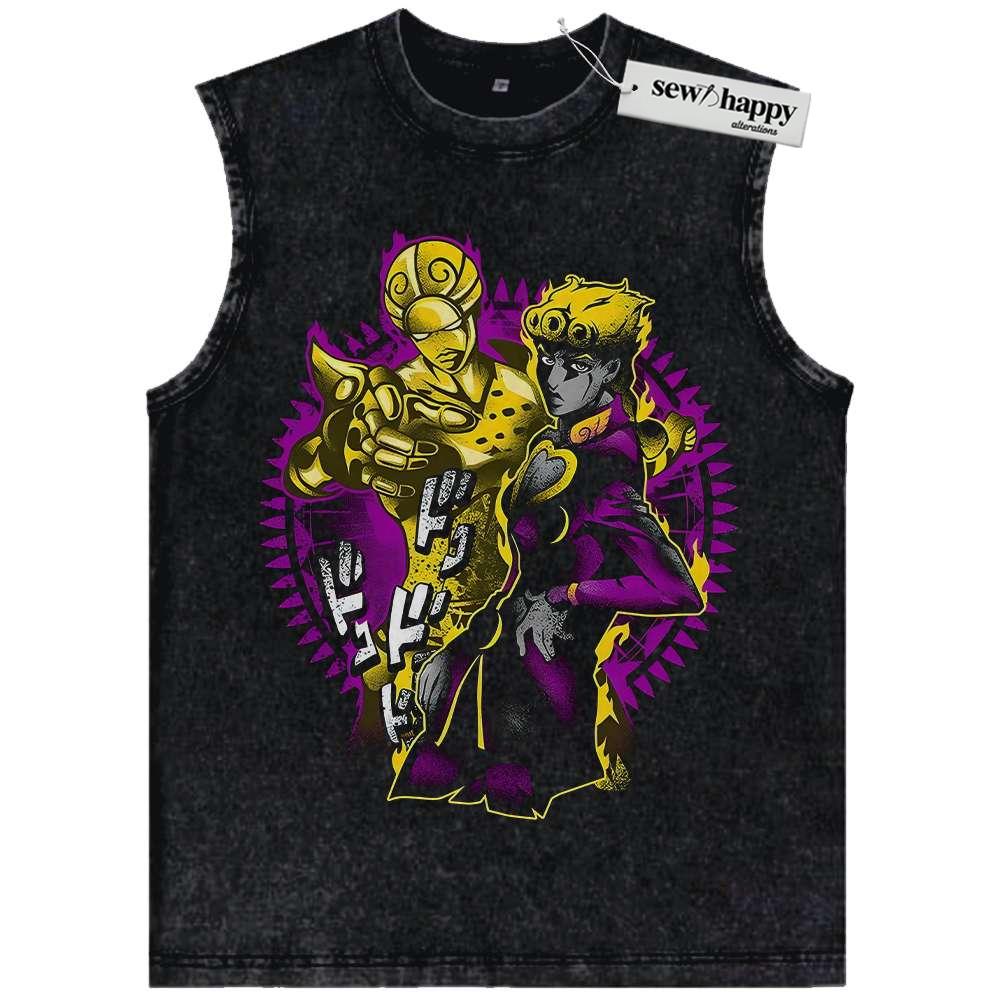 Wash Tank Top Giorno Giovanna Tank Top, JoJo’s Bizarre Adventure Tank Top, Anime Tank Top, Vintage Tank Top