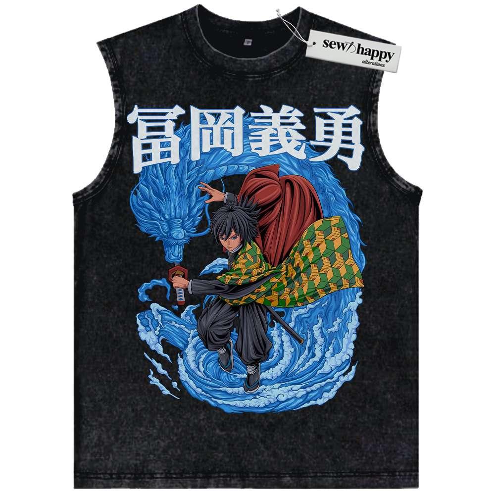 Wash Tank Top Giyu Tomioka Tank Top, Demon Slayer Tank Top, Anime Tank Top, Vintage Tank Top