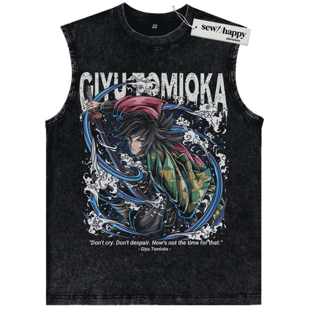 Wash Tank Top Giyu Tomioka Tank Top, Demon Slayer Tank Top, Anime Tank Top, Vintage Tank Top