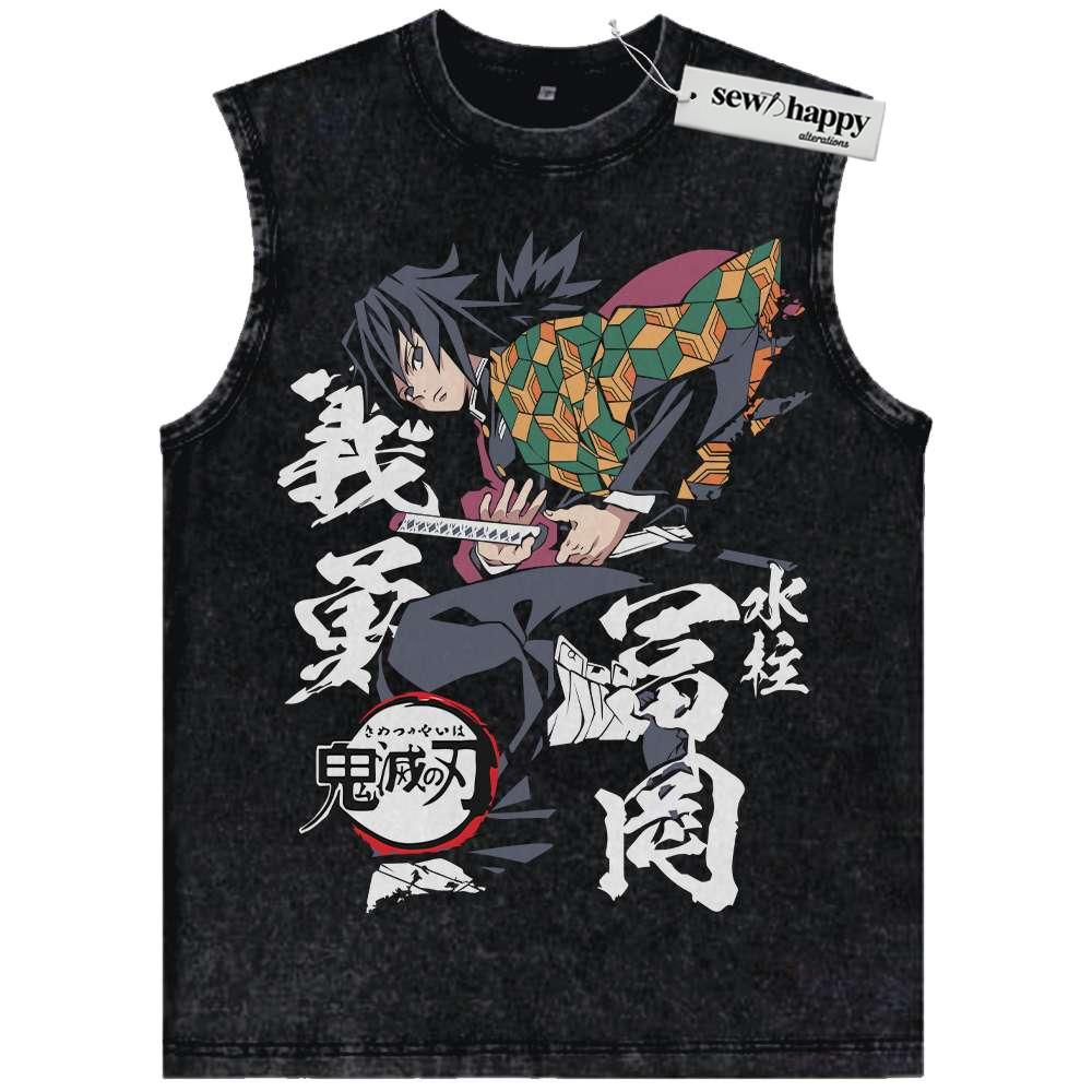Wash Tank Top Giyu Tomioka Tank Top, Demon Slayer Tank Top, Anime Tank Top, Vintage Tank Top