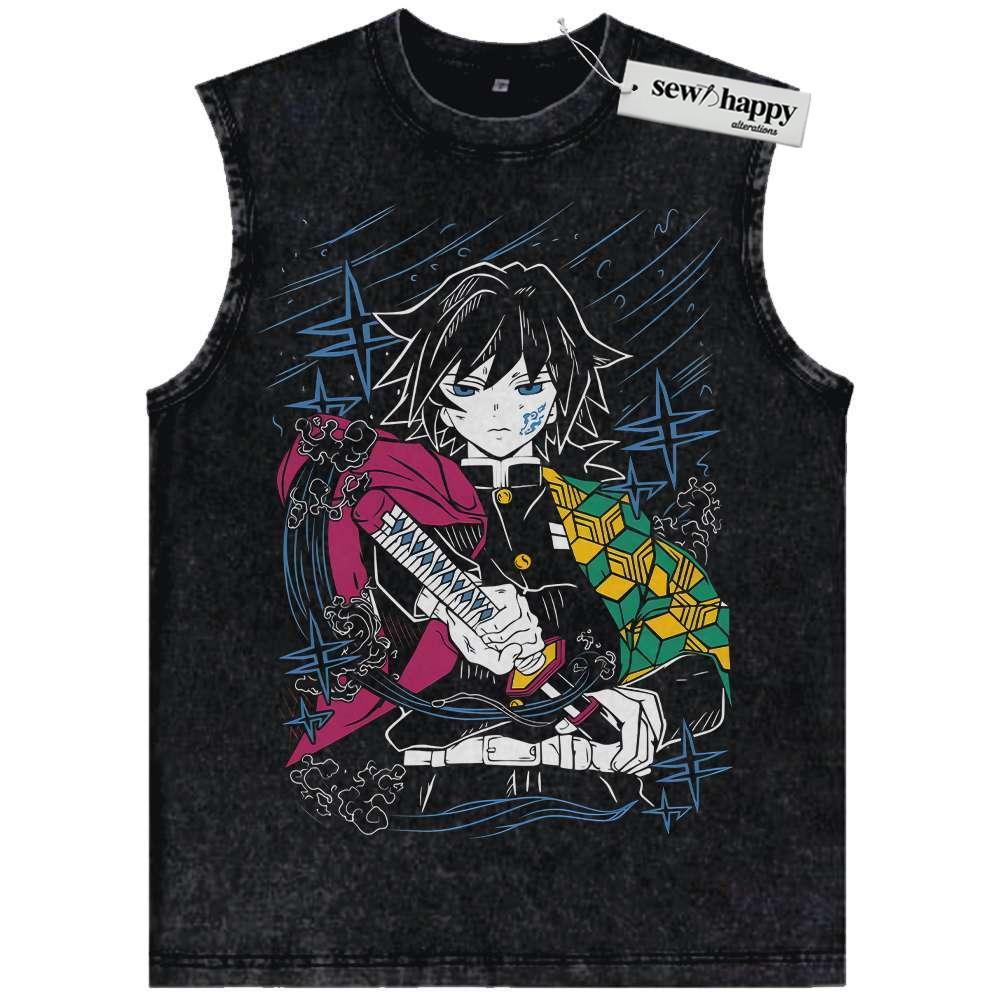 Wash Tank Top Giyu Tomioka Tank Top, Demon Slayer Tank Top, Anime Tank Top, Vintage Tank Top