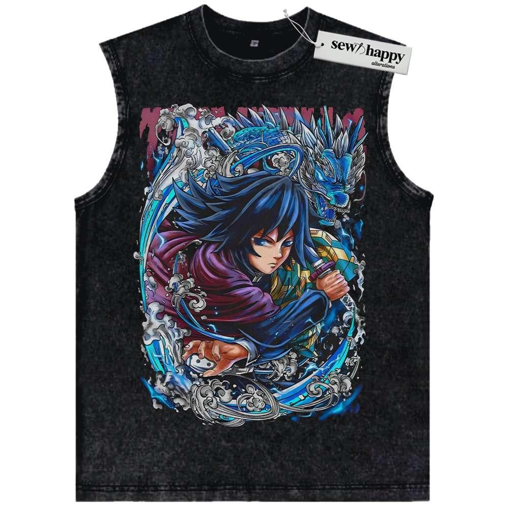 Wash Tank Top Giyu Tomioka Tank Top, Demon Slayer Tank Top, Anime Tank Top, Vintage Tank Top