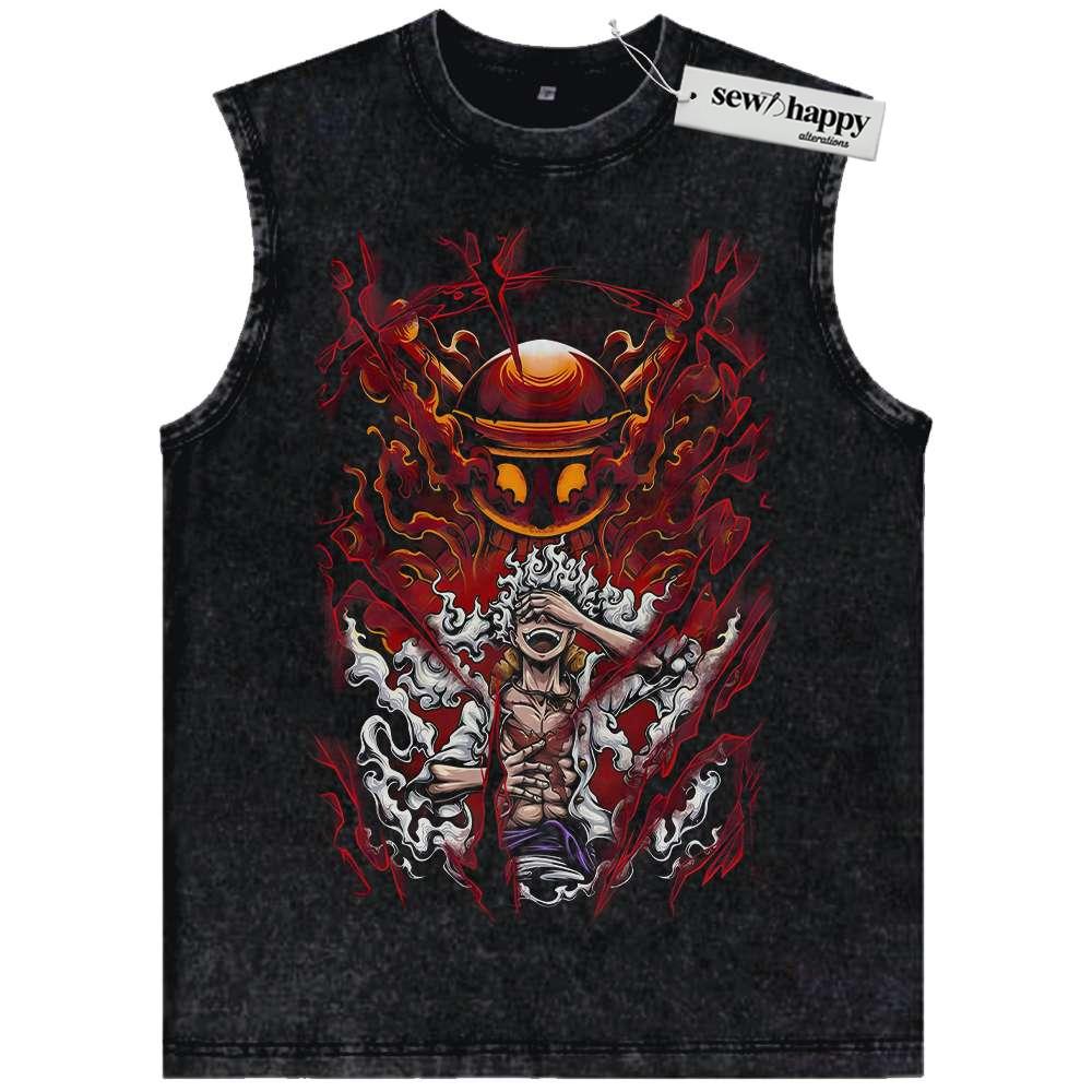 Wash Tank Top God Nika Tank Top, Monkey D Luffy Tank Top, One Piece Tank Top, Anime Tank Top, Vintage Tank Top