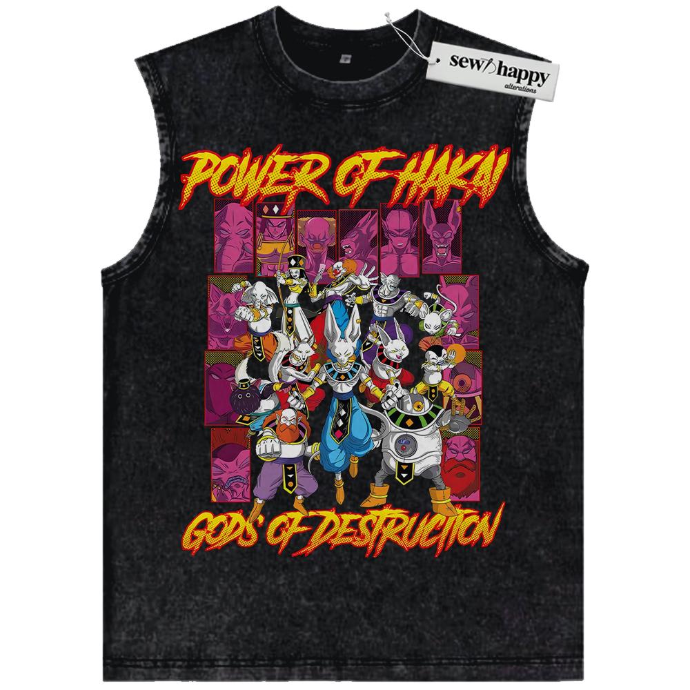 Wash Tank Top God of Destruction Tank Top, Dragon Ball Tank Top, Anime Tank Top, Vintage Tank Top