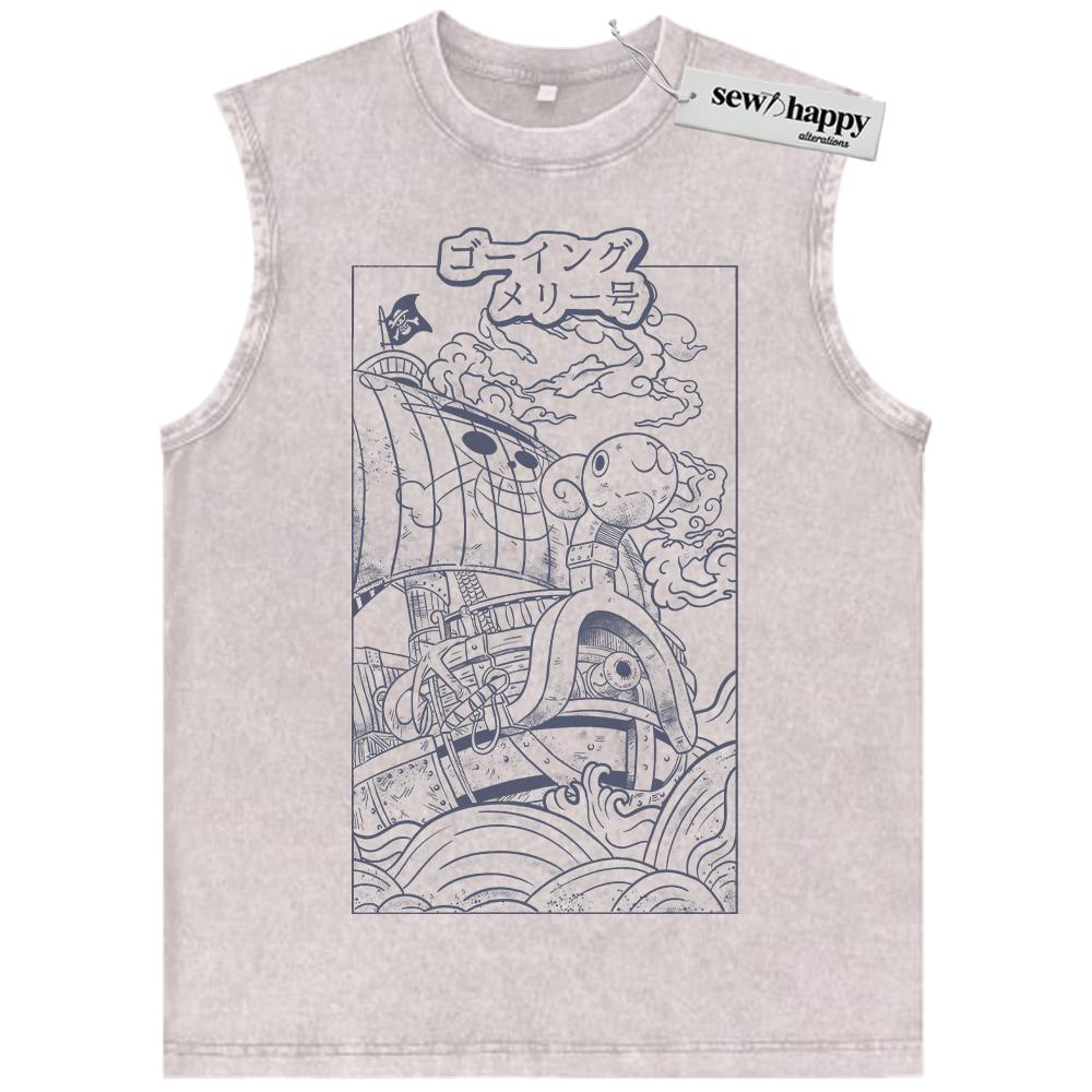 Wash Tank Top Going Merry Tank Top, One Piece Tank Top, Anime Tank Top, Vintage Tank Top