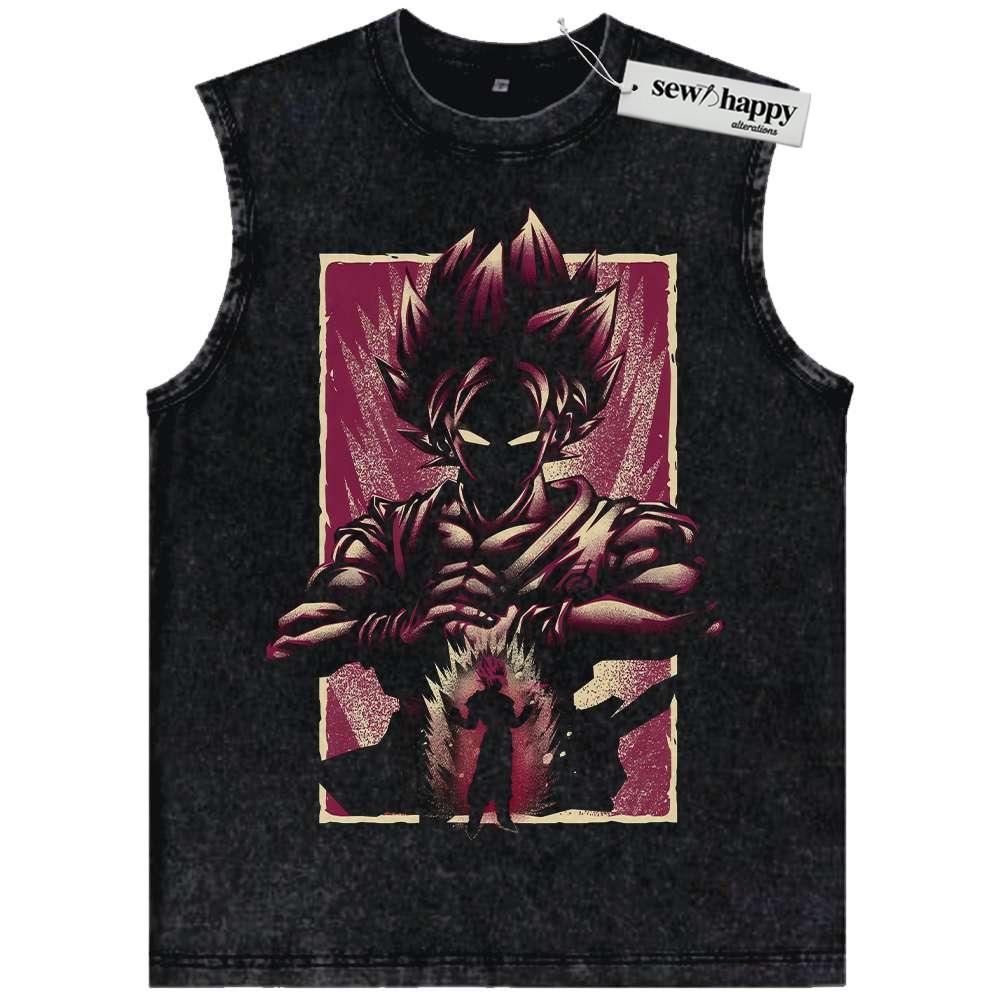 Wash Tank Top Goku Kaio-ken Tank Top, Dragon Ball Tank Top, DBZ Tank Top, Anime Tank Top, Vintage Tank Top