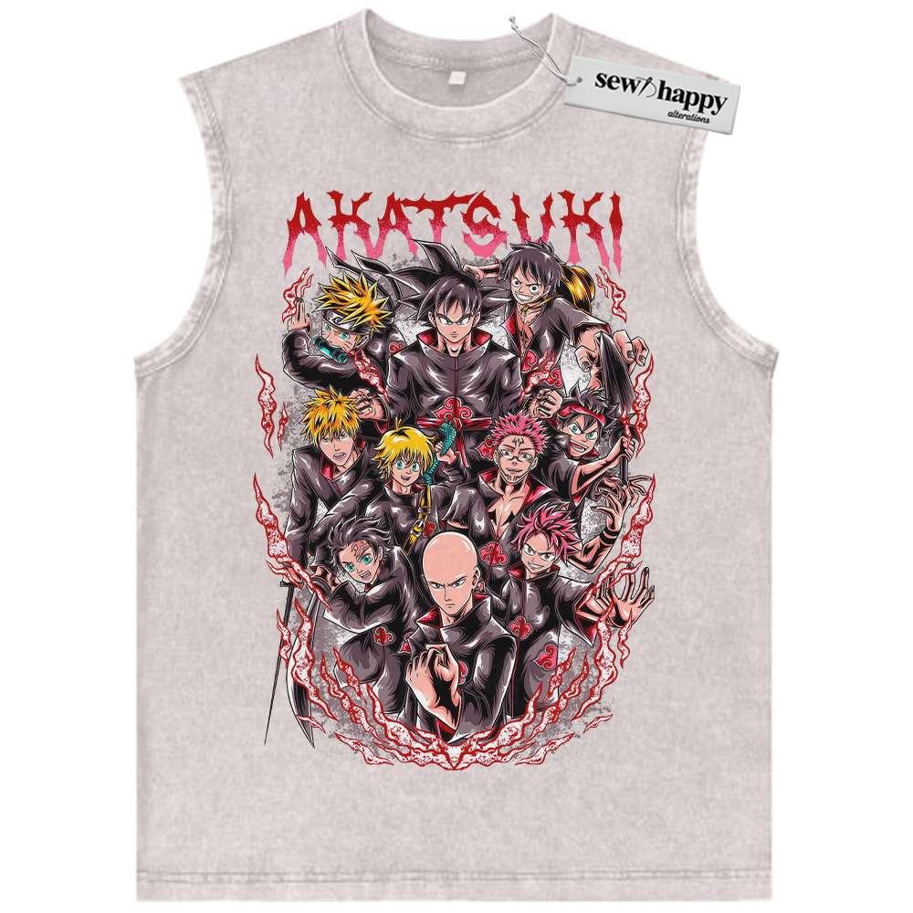 Wash Tank Top Goku Tank Top, Naruto Tank Top, Luffy Tank Top, Tanjiro Kamado Tank Top, Ichigo Kurosaki Tank Top, Akatsuki Tank Top, Anime Tank Top,Vintage Tank Top