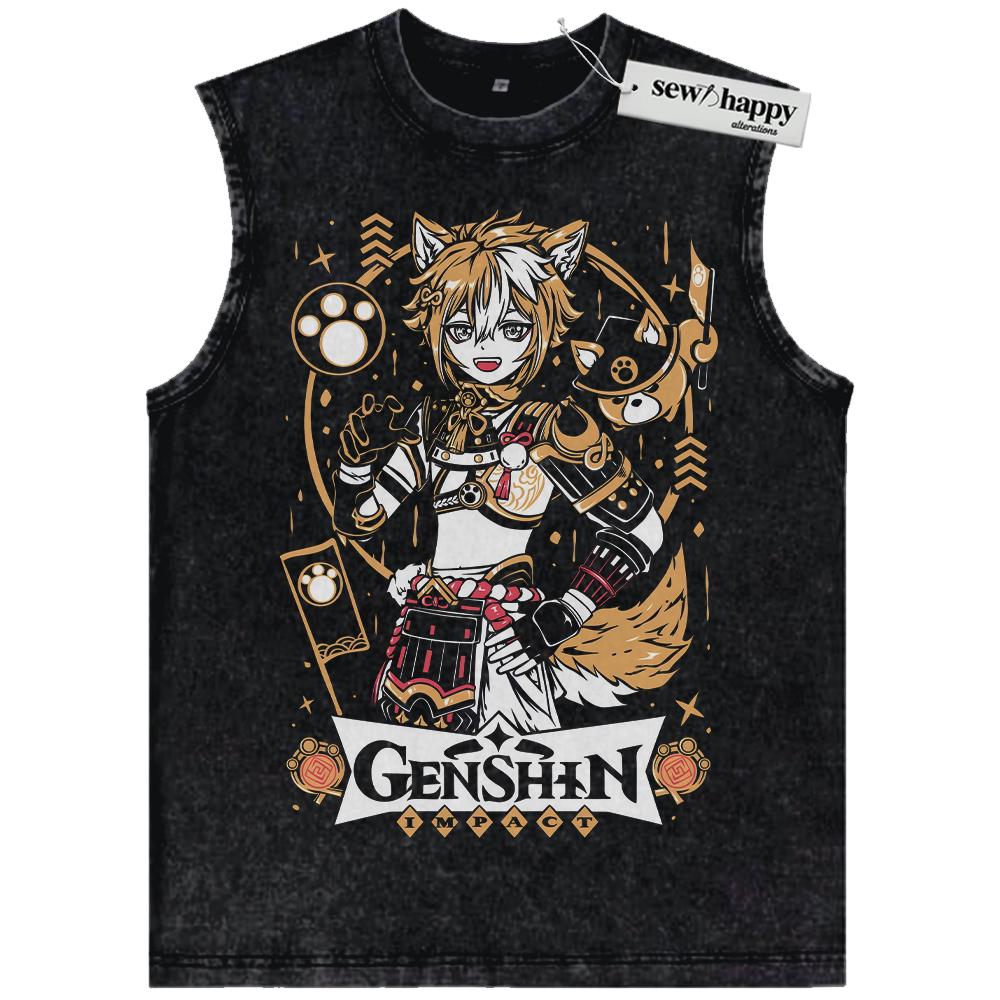 Wash Tank Top Gorou Tank Top, Genshin Impact Tank Top, Game Tank Top, Vintage Tank Top