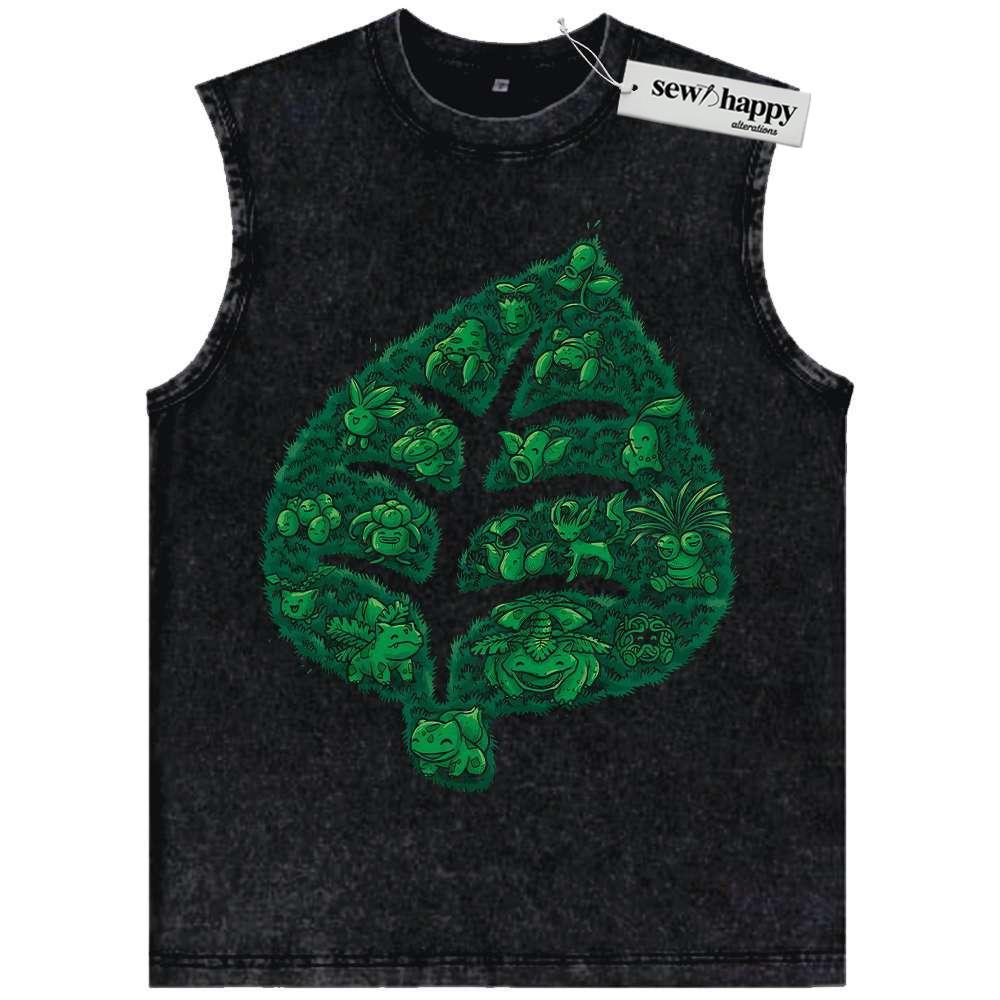 Wash Tank Top Grass-Type Pokemon Tank Top, Anime Tank Top, Vintage Tank Top