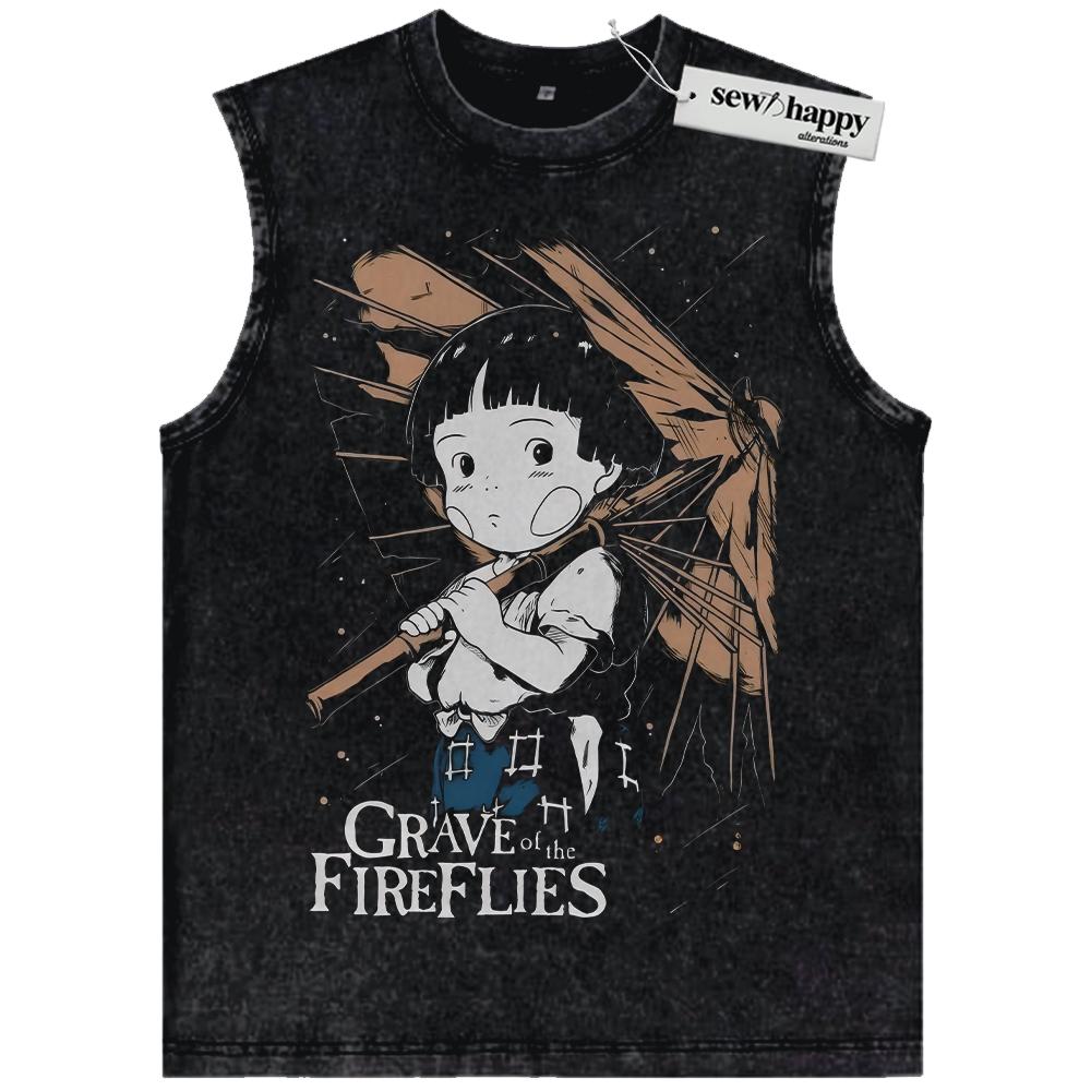 Wash Tank Top Grave of the Fireflies Tank Top, Studio Ghibli Tank Top, Anime Tank Top, Vintage Tank Top