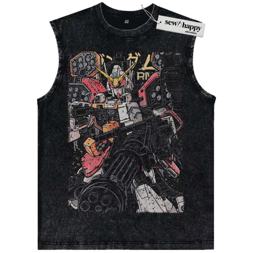 Wash Tank Top Gundam Tank Top, Anime Tank Top, Vintage Tank Top