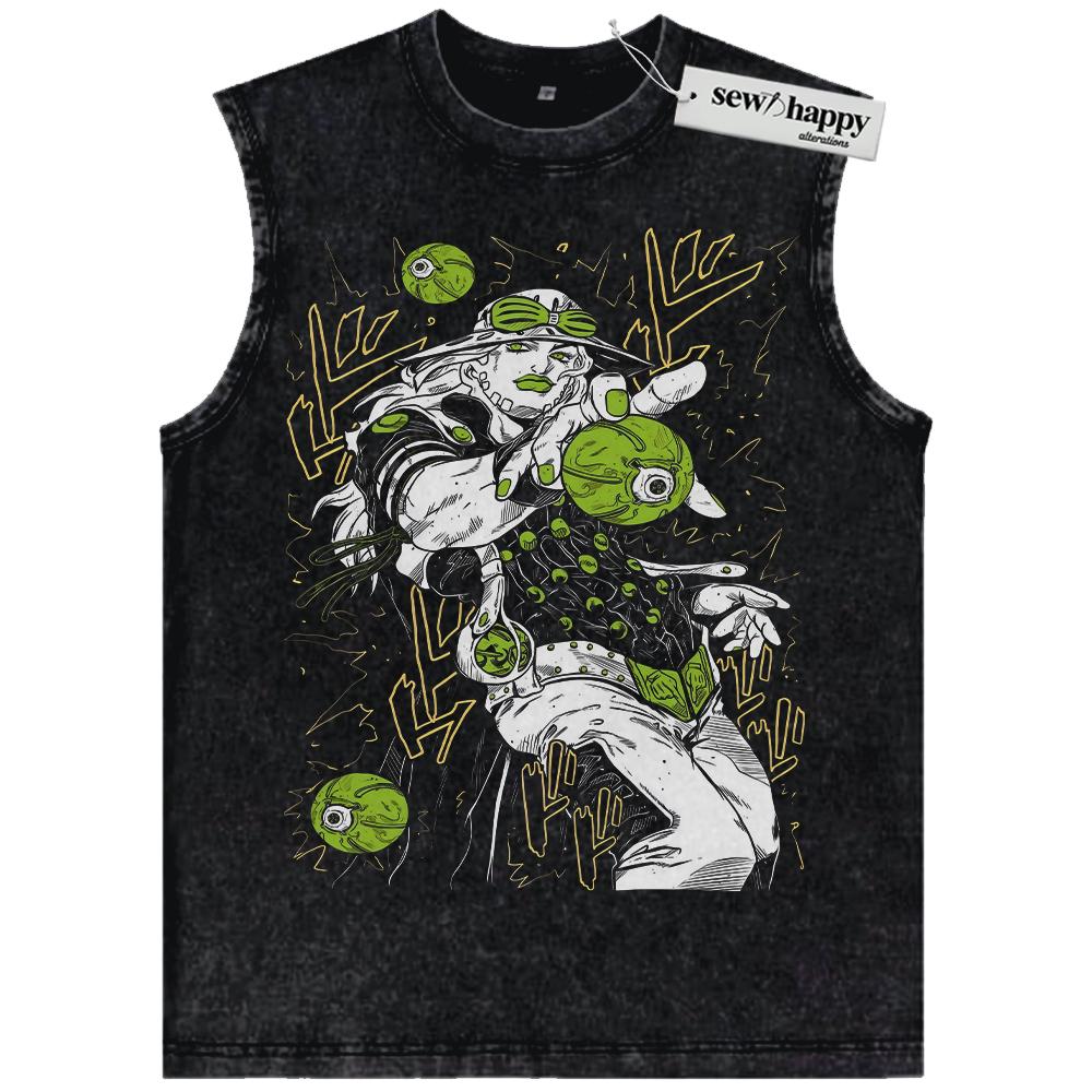 Wash Tank Top Gyro Zeppeli Tank Top, JoJo’s Bizarre Adventure Tank Top, Anime Tank Top, Vintage Tank Top