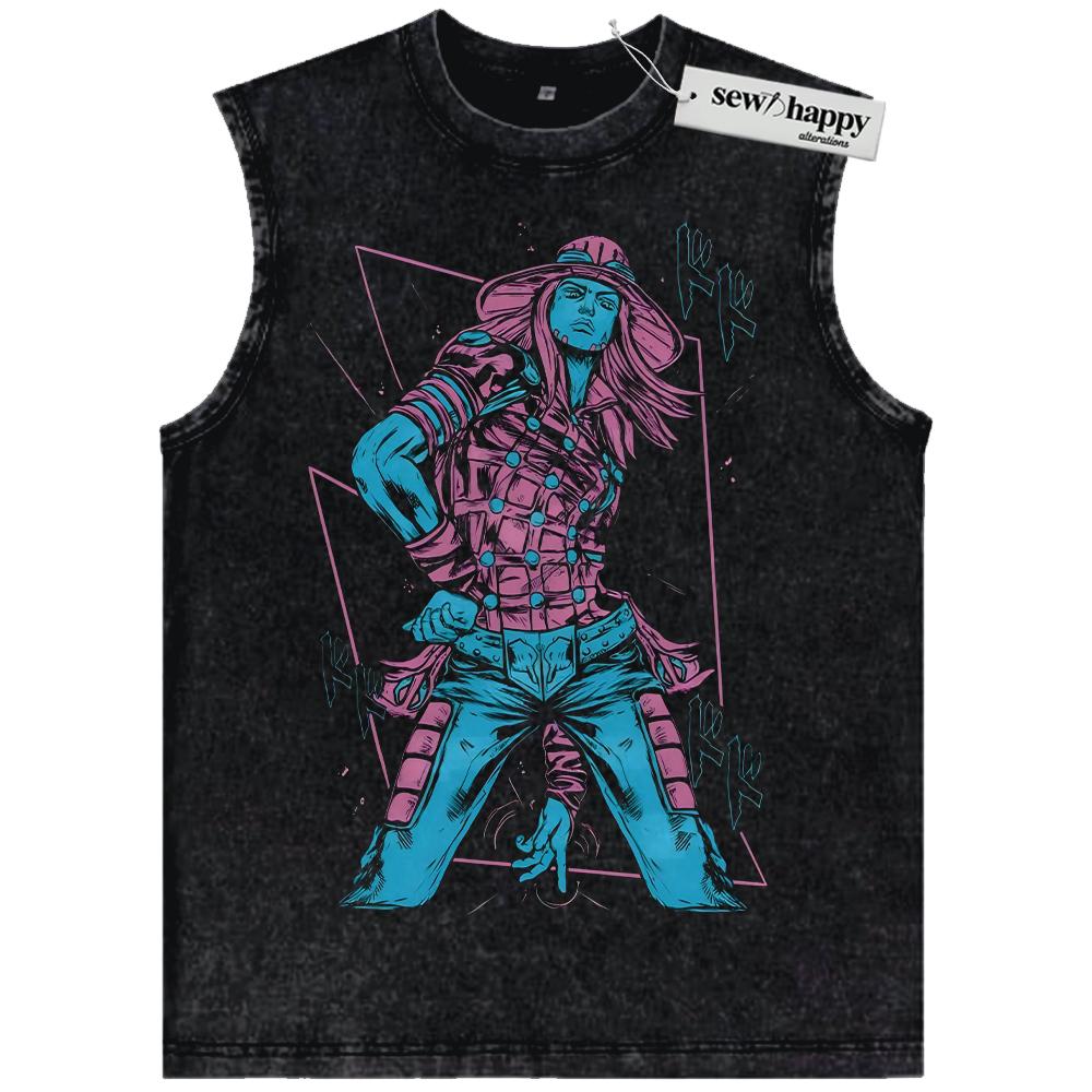Wash Tank Top Gyro Zeppeli Tank Top, JoJo’s Bizarre Adventure Tank Top, Anime Tank Top, Vintage Tank Top