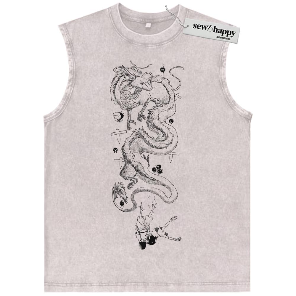 Wash Tank Top Haku vs Chihiro Tank Top, Spirited Away Tank Top, Studio Ghibli Tank Top, Anime Tank Top, Vintage Tank Top