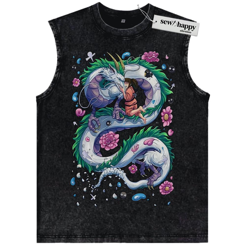 Wash Tank Top Haku vs Chihiro Tank Top, Spirited Away Tank Top, Studio Ghibli Tank Top, Anime Tank Top, Vintage Tank Top