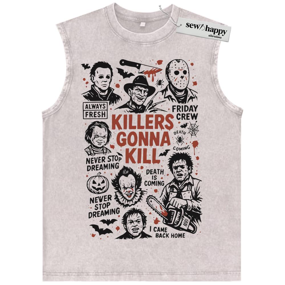 Wash Tank Top Halloween Tank Top, Horror Tank Top, Vintage Tank Top
