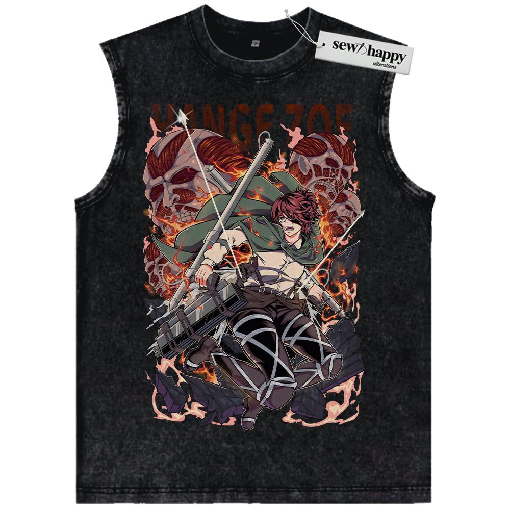 Wash Tank Top Hange Zoe Tank Top, Attack on Titan Tank Top, AOT Tank Top, Anime Tank Top, Vintage Tank Top
