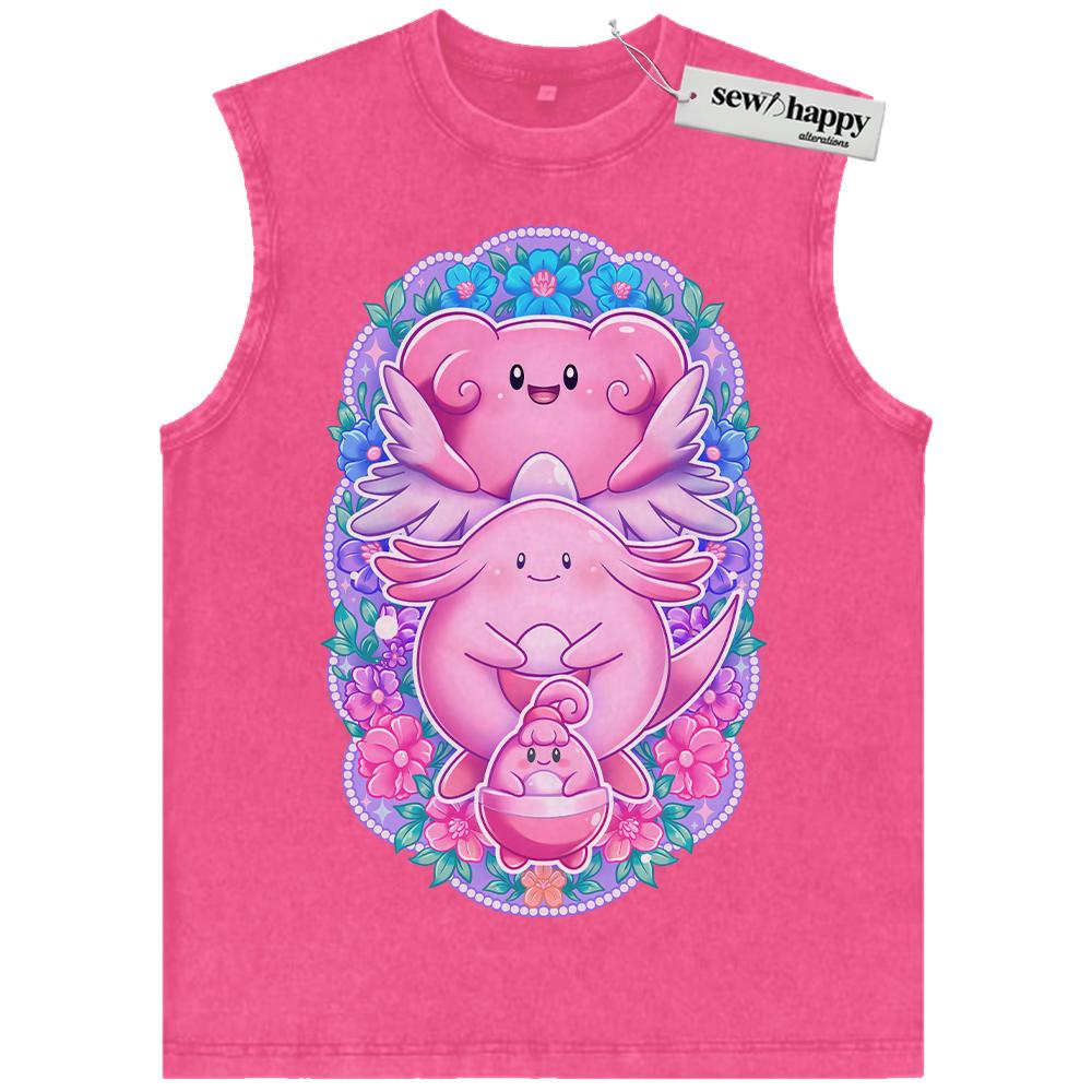 Wash Tank Top Happiny, Chansey and Blissey Tank Top, Pokemon Tank Top, PKM Tank Top, Anime Tank Top, Vintage Tank Top