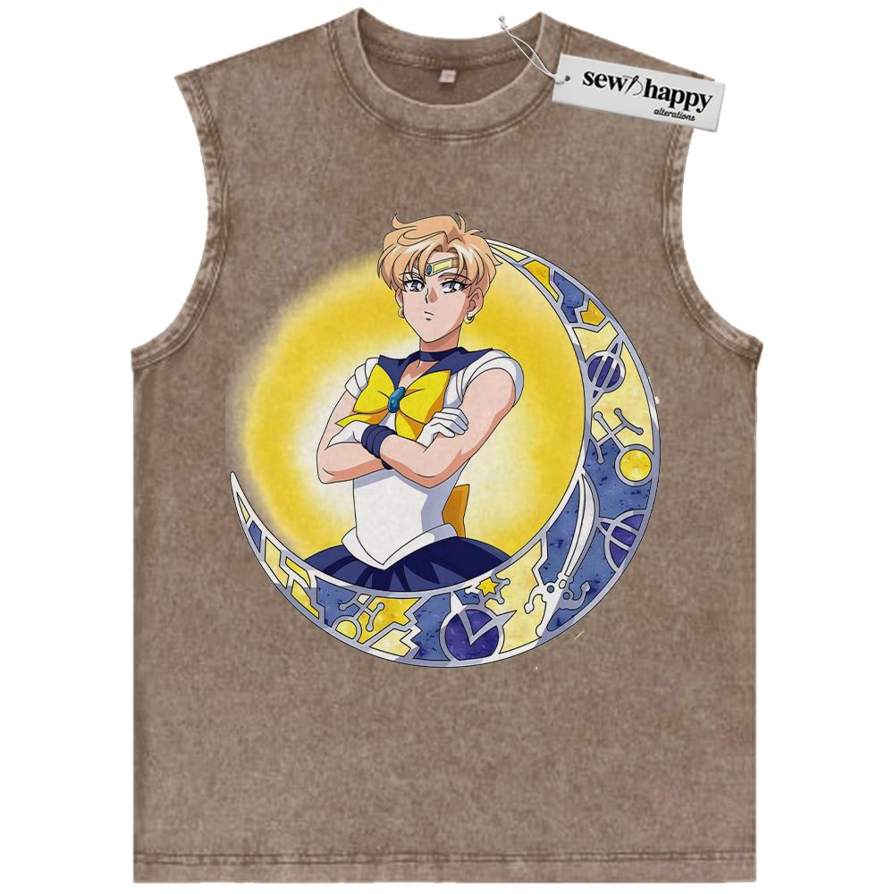 Wash Tank Top Haruka Tenou Tank Top, Sailor Uranus Tank Top, Sailor Moon Tank Top, Anime Tank Top, Vintage Tank Top