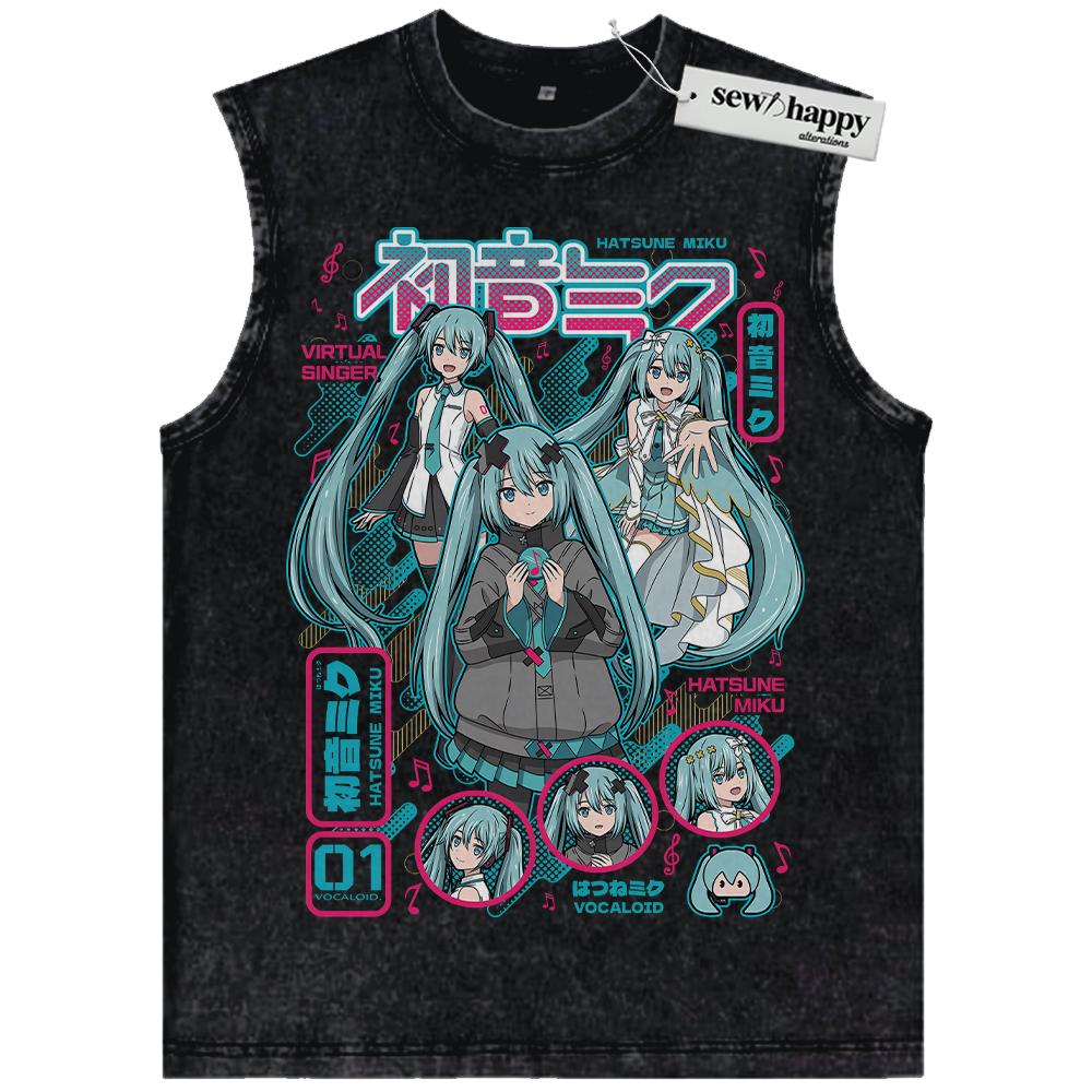Wash Tank Top Hatsune Miku Tank Top, Anime Tank Top, Vintage Tank Top