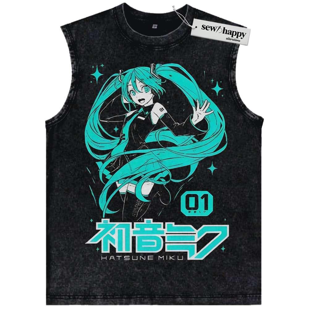 Wash Tank Top Hatsune Miku Tank Top, Anime Tank Top, Vintage Tank Top