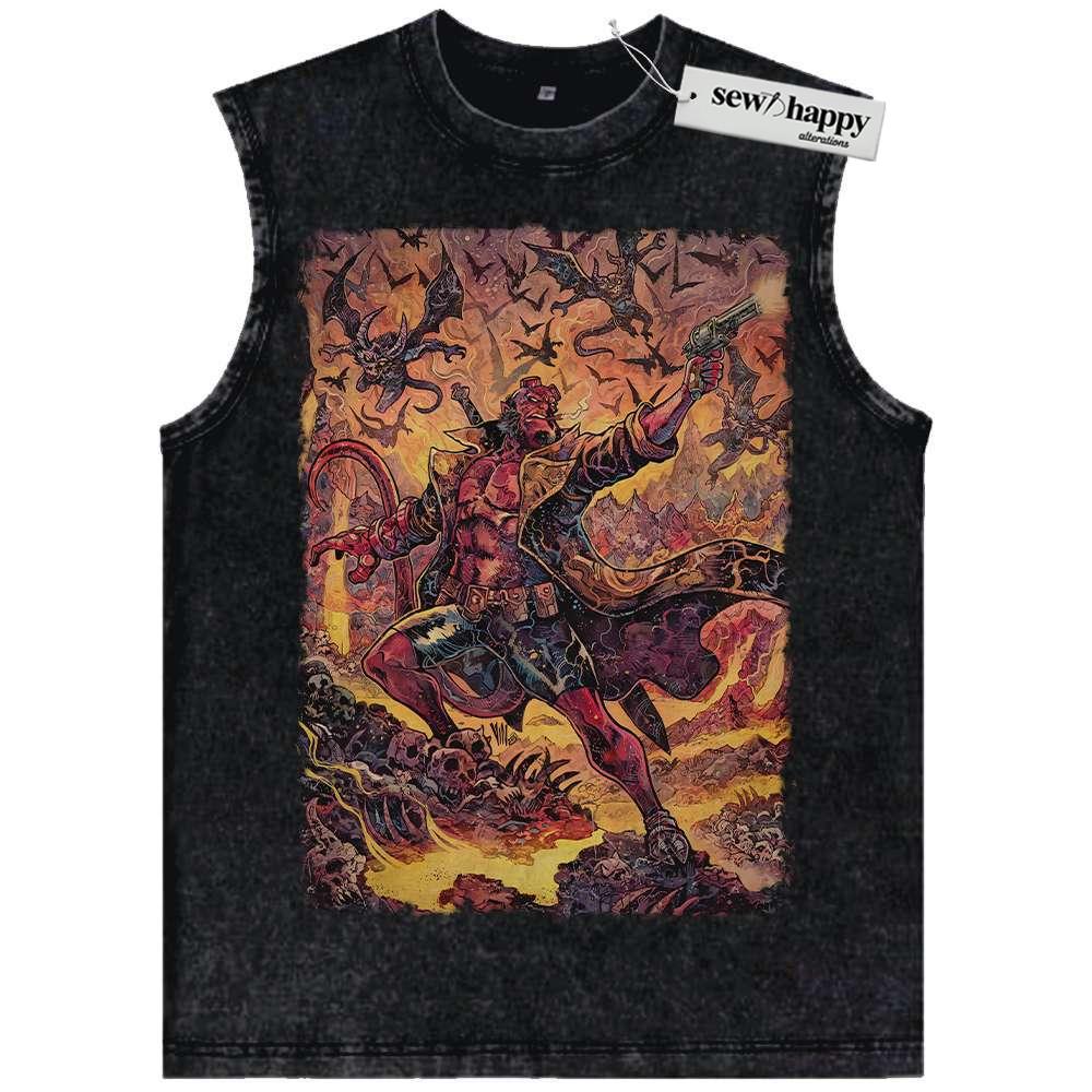 Wash Tank Top Hellboy Tank Top, Movie Tank Top, Vintage Tank Top