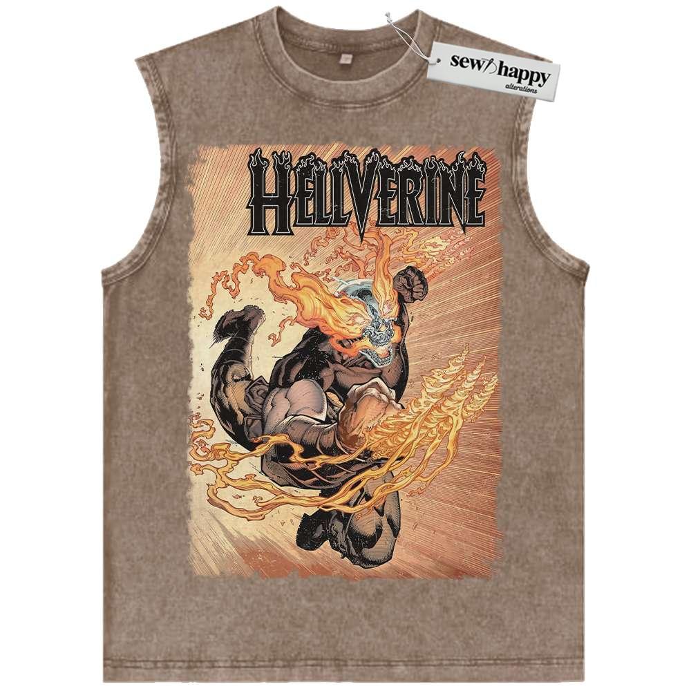 Wash Tank Top Hellverine Tank Top, Marvel Comics Tank Top, Vintage Tank Top