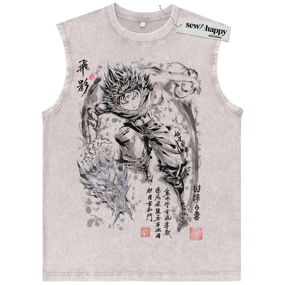 Wash Tank Top Hiei Tank Top, YuYu Hakusho Tank Top, Anime Tank Top, Vintage Tank Top