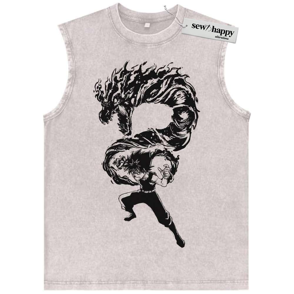 Wash Tank Top Hiei Tank Top, YuYu Hakusho Tank Top, Anime Tank Top, Vintage Tank Top